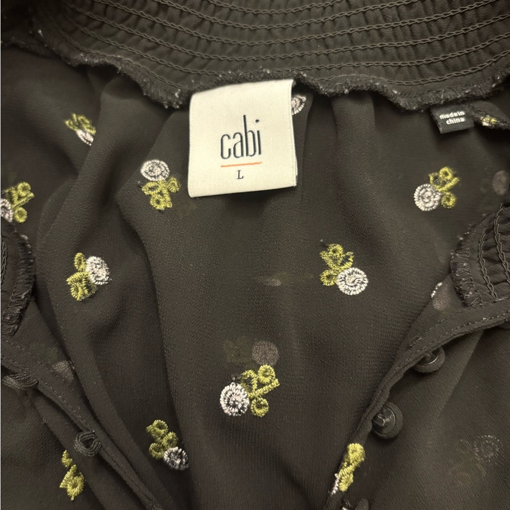 CAbi Black Floral Blouse, size L - Picture 4 of 5